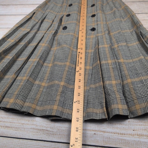 Vintage 70s Irish Wool Plaid Pleated Skirt Dark Academia Old Money Preppy M - Picture 4 of 6
